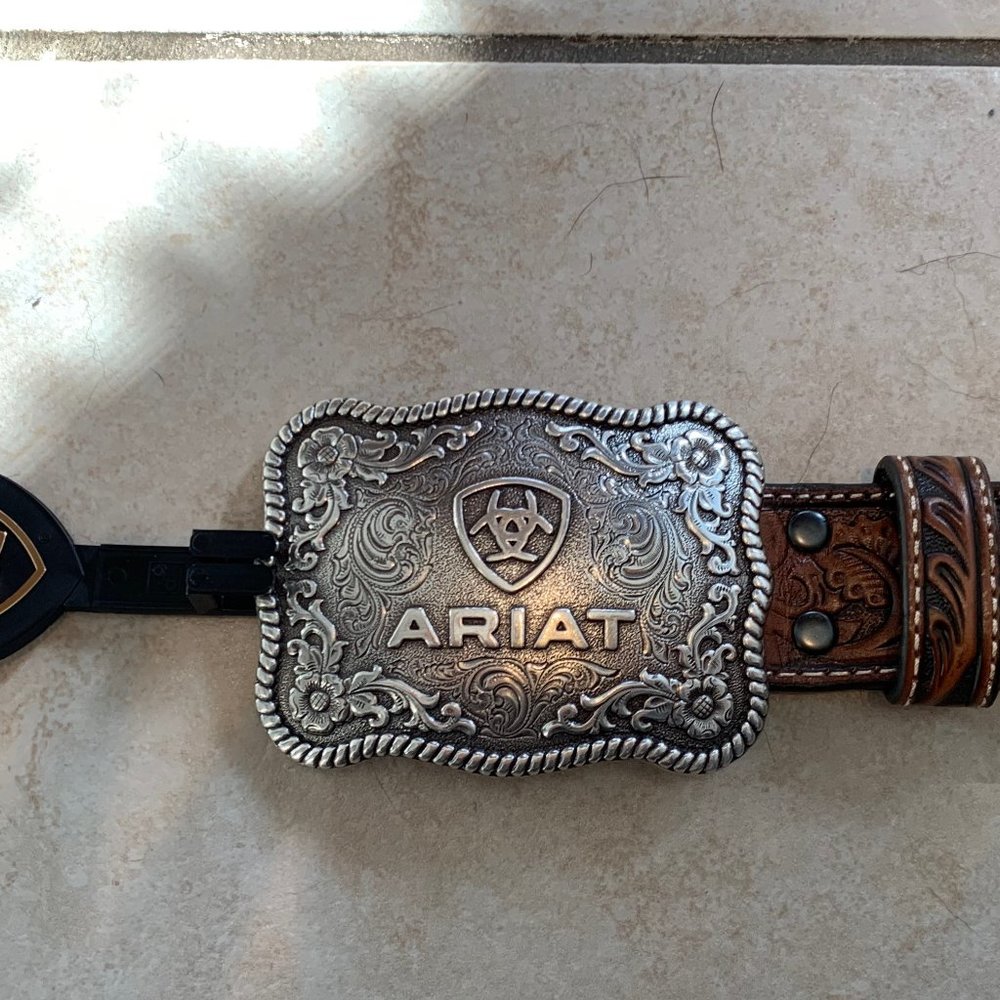 Ariat Western Belt - Floral Embossed, Large Plate Buckle